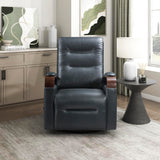 Lexicon 360 Degree Swivel Glider Reclining Chair, Breathable Faux Leather Manual Recliner, Comfy Nursery Glider Recliner, Swivel Reclining Chair for Living Room/Office/Bedroom/Apartment, Dark Blue Lexicon