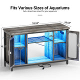 Unikito Reptile Tank Stand Fish Tank Stand with Power Outlets & LED Light, 55-75 Gallon Reversible Terrarium Stand with Cabinet, Metal Aquarium Stand for Reptile Terrarium, Turtle Tank, Black Oak Unikito