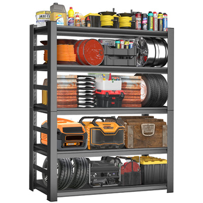 ErgoNova 72''H Garage Shelving Heavy Duty Shelving Units, 4000LBS Ultra-Large Capacity Adjustable 5 Tier Metal Storage Shelves for Kitchen, Warehouse and Basement, 47.2''Wx23.6''Dx72''H, Black