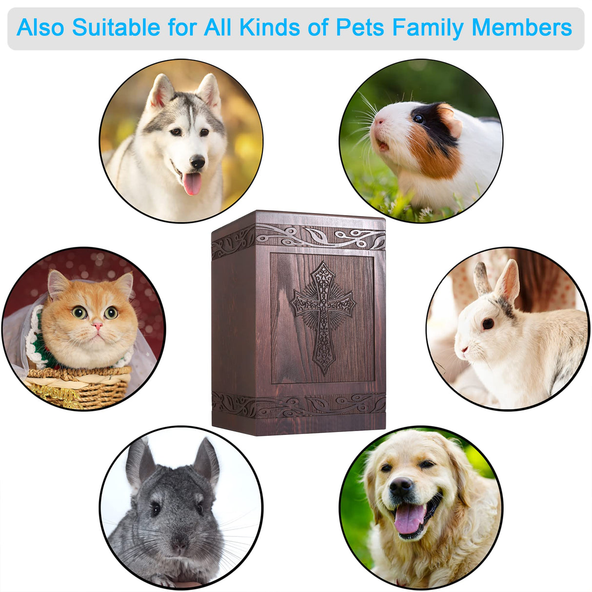 Cremation Urns for Human Ashes Adult Male Female, Wooden Carved Cross Urns Box and Casket for Ashes Men Women Child, Pets Cat Dog Urn, Burial Funeral Memorial Urns for Ashes, Holds 222 Cubic Inch DGDCDV