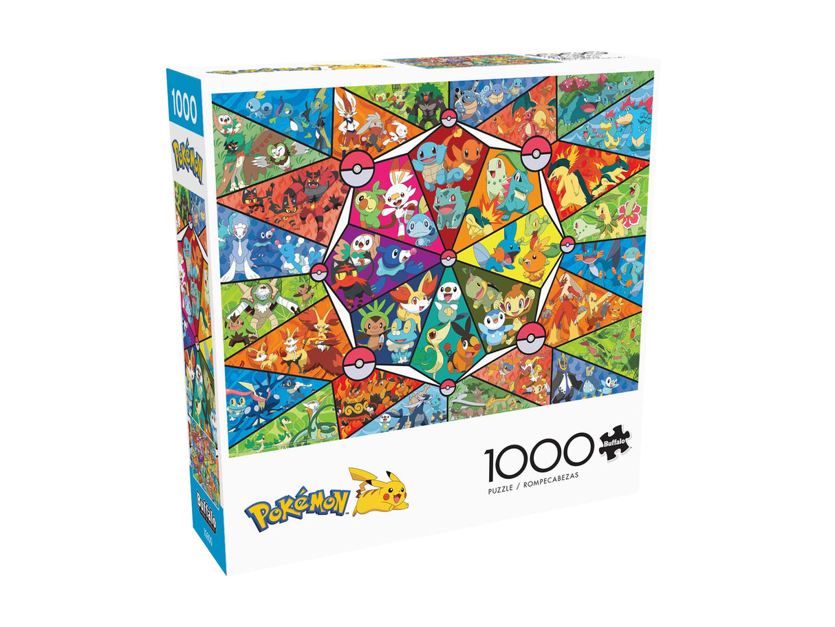 Buffalo Games - Pokemon -: Stained Glass Starters - 1000 Piece Jigsaw Puzzle for Adults -Challenging Puzzle Perfect for Game Nights - Finished Size is 26.75 x 19.75 Buffalo Games