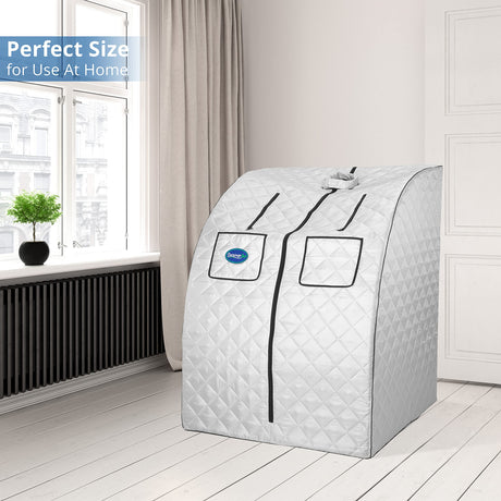 Durasage Oversized Portable Personal Steam Sauna Spa for Relaxation at Home, 60 Minute Timer, 800 Watt Steam Generator, Chair Included (Silver) Durasage