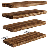 AMADA HOMEFURNISHING Floating Shelves, Paulownia Wood Wall Shelves for Bathroom/Living Room/Bedroom/Kitchen/Home Office, Natural Wood Floating Shelf for Home Storage & Organization, Set of 4, AMFS40BN AMADA HOMEFURNISHING