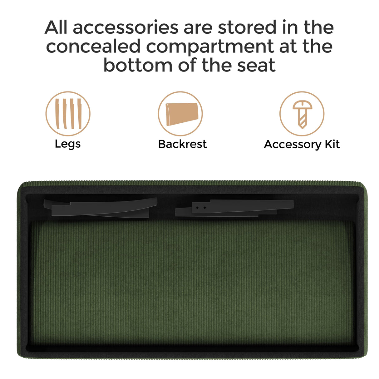 Yaheetech Small Mini Sofa Couch Armless Loveseat Futon for Bedroom, Corduroy Fabric & Easy Assembly, for Small Spaces Living Room,Dorm,Office,Apartment, Green Yaheetech