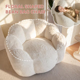 MAXYOYO Bean Bag Chair for Adults, Floral Shaped Bean Bag Sofa, Ultra Soft Faux Fur Floor Sofa, Large Reading Chair for Living Room Bedroom, Beige, Single MAXYOYO