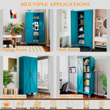 Boegica 71" Tall Metal Farmhouse Kitchen Pantry,Barn Doors Pantry Cabinet with Adjustable Shelves,Farmhouse Storage Cabinet,Modern Cupboard for Kitchen,Dining Room,Living Room,Bathroom,Blue Boegica