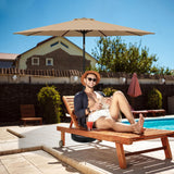 HealSmart 9ft Patio Umbrella with Push Button Tilt/Crank, Outdoor Table Market Yard Umbrella with 8 Sturdy Ribs for Garden, Backyard, Deck, Pool, Tan HealSmart