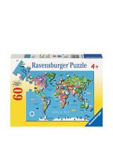 Ravensburger World Map Jigsaw Puzzle | 60 Unique Pieces | Ideal for Kids | Skill-Enhancing Excellent Gift for Birthdays and Holidays Ravensburger