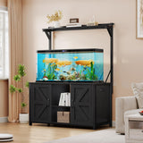 YITAHOME 120 Gallon Fish Tank Stand with Power Outlets, Heavy Duty Metal Large Aquarium Stand with Cabinet, Reptile Terrariums Table for Turtle Accessories Storage,1100LBS Capacity, Black YITAHOME