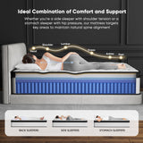 12 Inch Mattress Queen Size - 2025 Upgraded Hybrid Cooling Gel Memory Foam & Pocket Coils, Medium Firm Mattress in a Box for Back Neck Pain Relief, Motion Isolation, Edge Support, Breathable, White VIPNOW