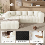 Daluvenix 107" Modern Boneless Couch with L - Shaped Chaise, Comfy Chenille Modular Sectional Sofa with Tufted Design, Deep Seat Upholstered Sofa Bed, No - Assembly Sectional Couch, White Daluvenix