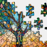 Stained Glass Tree of Life Puzzle 1000 Piece for Adults, Fantasy Galaxy Jigsaw Puzzles Art, Colorful Nature Leaf Puzzle BBOLDIN