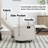 Massage Chair Recliner with Heat, Swivel Rocking Chair Recliner with High Back, Manual Lazy Boy Recliners for Adults,Small Recliner Chair for Small Spaces, Living Room Bedroom, Fabric (Beige) Thctvous