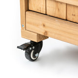 TAKUKA Outdoor Wooden Potting Bench with Wheel Double Doors & Metal Tabletop, Outside Storage Cabinet & Horticultural Planting Work Table for Garden Balcony Backyard TAKUKA