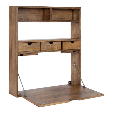 Kate and Laurel Georgie Natural Wood, Bohemian Computer Home Office with Folding DesignWall Hanging Desk, 26x6x30 Kate and Laurel