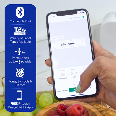 Brother P-Touch Cube Smartphone Label Maker, Bluetooth Wireless Technology, Multiple Templates Available, Apple & Android Compatible - Blue, 2.5 x 4.6 x 4.6 inches Brother