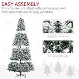 HOMCOM 9ft Tall Prelit Artificial Christmas Tree Holiday Décor with 1868 Snow Flocked Branches, 600 Warm White LED Lights, Auto Open, Green HOMCOM