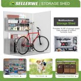 SELLERWE 5x3 FT Outdoor Storage Shed, Waterproof Thicker Small Resin Shed with Floor & Lockable Door & Window & Vents, Plastic Tool Shed for Backyard, Patio, Poolside, Outside, Dove Grey SELLERWE
