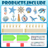 BBTO 15 Pcs Summer Ocean Diamond Painting Keychains Kits 5D DIY Summer Diamond Art Painting Keyrings Sea Animals Theme Key Chains for Beach Party Crafts Ornaments BBTO