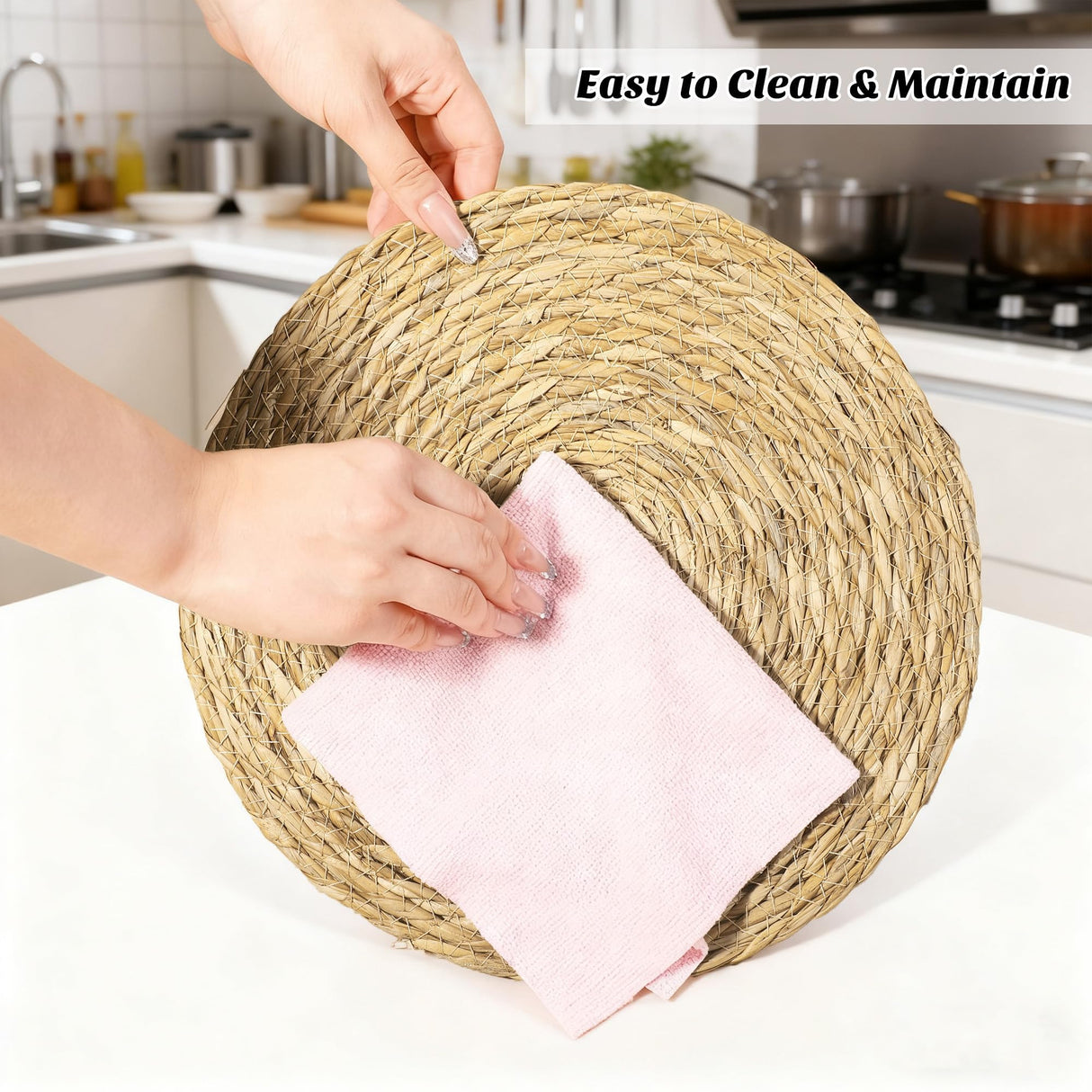 Elcoho 40 Pieces Round Woven Placemats 12 Inch Boho Rattan Placemats Farmhouse Braided Place Mats Woven Plate Chargers Rustic Wicker Table Mats for Dining Table Elcoho