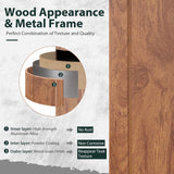 YOLENY 12' x 16' Hardtop Gazebo Metal Gazebo with Wood Grain Aluminum Frame, Galvanized Steel Double Roof, Outdoor Patio Gazebo Pergolas with Netting and Curtains for Backyard, Patio, Lawns YOLENY