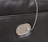 Signature Design by Ashley Mountainous Modern Leather Match Wall Hugger Power Recliner with Adjustable Headrest and USB Ports, Black Signature Design by Ashley