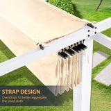 HAPPATIO 10' X 13' Pergola Retractable Pergola Canopy with White Frame for Backyards, Gardens, Patios, Outdoor Pergola with Sun Shade Canopy (Beige) HAPPATIO