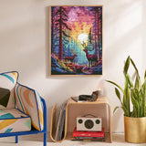 Offito Rainbow Sunset Diamond Art Kits for Adults, Forest Deer Diamond Painting Kits for Beginners, Fantasy Landscape DIY Full Drill Dots Gem Art Paint for Home Wall Decor 12 x 16 Inch Offito