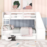 Bellemave Twin Over Full Bunk Bed with Trundle, Desk, Storage Drawers & Shelf in White Bellemave
