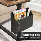 Tribesigns Height Adjustable C Shaped End Table with Wheels and Side Pocket, Mobile Sofa Snack Table with Tiltable Drawing Board, Laptop Side Tray Table for Couch Bed (Rustic Brown) Tribesigns