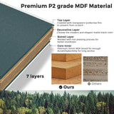 Vrullu Storage Cabinet, Green Free Standing Buffet Cabinet, Accent Kitchen Cabinet with Tempered Glass Doors, Wood Display Cabinet with Adjustable Shelf, Curio Cabinet for Living Room, Hallway Vrullu