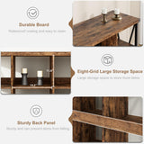 Garvee 62 in Industrial 8-Cube Storage Organizer with 3-Tier Metal Horizontal Bookcase – Long Low Console Shelf for Entryway and Living Room Garvee