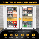 ZAOUS Garage Storage Cabinet, 72'' Tall Metal Storage Cabinets with Lock and 5 Adjustable Shelves for Home, Office, Warehouse, White ZAOUS