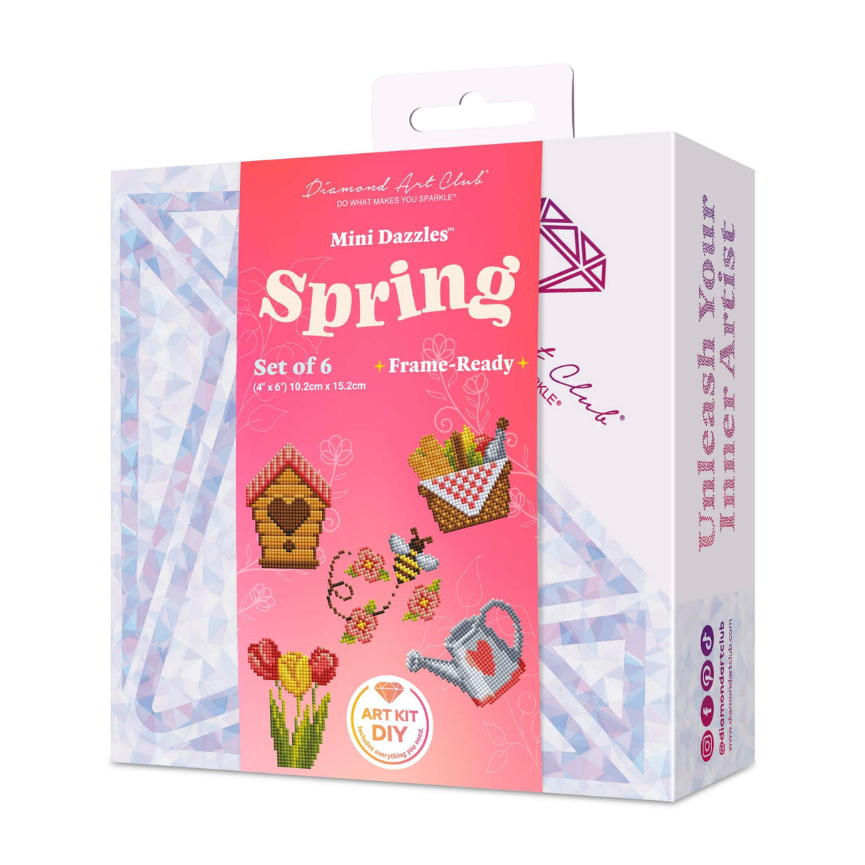 DIAMOND ART CLUB Spring Mini Dazzles, Fun DIY Diamond Painting Kit for Adults, Diamond Art Canvas for Beginners, 4"" x 6"" (Pack of 6), DAC-MD-012 DIAMOND ART CLUB