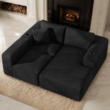 DURASPACE Modular Sectional Sofa, Cloud Boneless Couch with Deep Seat, Cup Holder, Memory Foam, Corduroy L Shaped Couch Convertible Sofa Bed for Living Room Bedroom, No Assembly Required DURASPACE