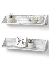 Gronda Kitchen Floating Shelves for Wall, Shabby Chic Wood Farmhouse Wall Mounted Shelf 2-Pack 24 Inches Whitewashed Shelves Hanging for Wall Gronda