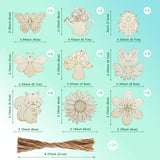 BENIMUS 54 Pcs Wooden Spring Ornaments to Paint, DIY Unfinished Wood Slices Flower Cutouts Butterfly Ornament for Art Crafts with 9 Styles, DIY Wooden Ornaments Hanging Decorations Kit BENIMUS