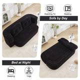 Tmsan 78.7" W Boneless Cloud Loveseat Sofa, 2 in 1 Convertible Floor Folding Couch Bed, No Assembly Compressed Foam Lounge Sofa Sleeper for Dorm Apartment Office Bedroom Living Room Small Spaces Tmsan