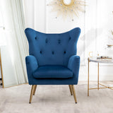 Roundhill Furniture Sovarol Velvet Button-Tufted Wing Back Accent Chair, Blue Roundhill Furniture