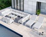 NICESOUL Extra Large Aluminum Patio Furniture Set with Chaise Lounge, All-Weather 29" Wide Seats Outdoor Sofa Conversation Set, 16 Piece Modern Sectional Couch for 14 Seats, for Garden, Light Gray NICESOUL