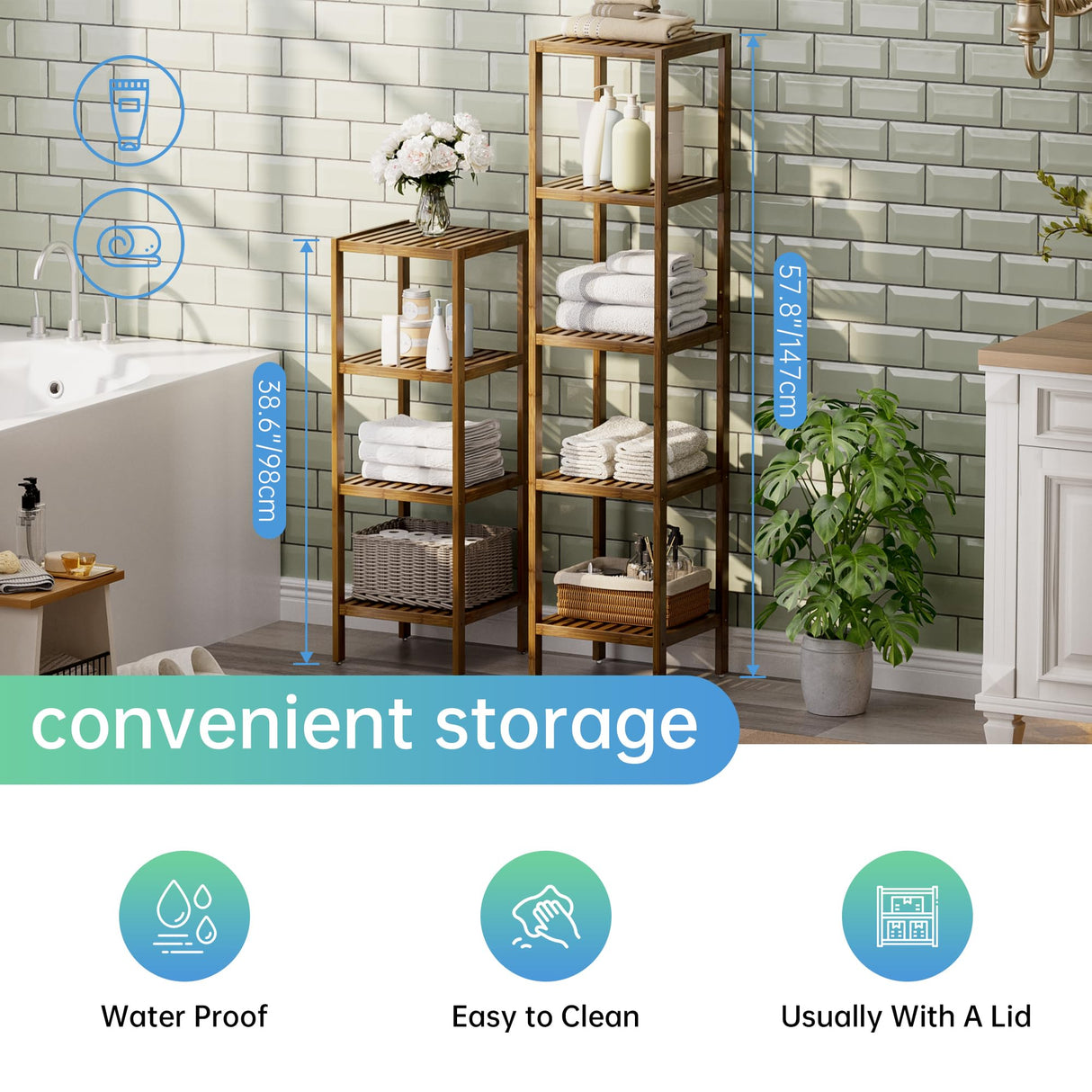 SMIBUY Bathroom Storage Shelf, 4-Tier Bamboo Rack Organizer, Multifunctional Shelving Unit for Living Room Bedroom Kitchen (Walnut) SMIBUY