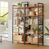 DurayLoly 5 Tier Bookshelf, Industrial Tall Bookcase, Modern Display Book Shelf with Metal Frame and Sidebars for Bedroom, Living Room and Home Office, Rustic Brown DurayLoly