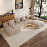 DAMAIFROM Oversized L Shape Sectional Sofa with Chaise, 134" W L-Shaped Sectional Couches with 63" D x 40" W Chaise Lounge Boneless Chenille Sofas for Large Living Room, Camel DAMAIFROM