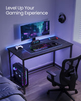 VASAGLE Computer Desk, Gaming Desk, Home Office Desk, for Small Spaces, 23.6 x 47.2 x 29.5 Inches, Industrial Style, Metal Frame, Black with Wood Grain ULWD039B56 VASAGLE