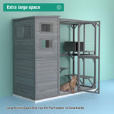 Large Outdoor Cat Catio Enclosure with Weatherproof Roof, Sunshade, and Multiple Play Areas - 4 Tiers, 1 Resting Rooms, 4 Platforms, 5 Windows - 75.6" L x 32.3" W x 70" H GRTRE