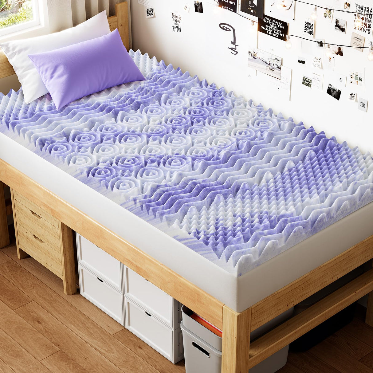 Dreamsmith 3 Inch 7-Zone Twin Memory Foam Mattress Topper, Cooling Gel Infused Foam Mattress Pad, Twin Size Bed, CertiPUR-US Certified, Dorm Room Essentials Dreamsmith