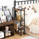 MAHANCRIS Slim Rolling Cart, Mobile Kitchen Cart on Wheels, Narrow Storage Cart for Small Space, Wooden Service Cart, for Bathroom, Laundry, Living Room, Rustic Brown RCHR1501Z MAHANCRIS