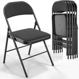 VINGLI Folding Chairs with Padded Seats, Metal Frame with Fabric Seat & Back, Capacity 350 lbs, Black, Set of 6 VINGLI
