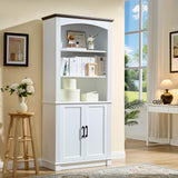 White 5 Tier Book Shelf and Bookshelf with Storage Cabinet Doors, 72 Inch Tall Bookcase, Wooden Cube Storage Organizer, Kids Bookshelf, Display Cabinet for Bedroom Furniture, Living Room, Pantry LIDYUK