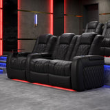 Valencia Tuscany Home Theater Seat - Nappa Leather Power Recliner with Cool Gel Memory Foam, USB-C/USB-A Charging, RGB LED Lights, Adjustable Lumbar & Headrest (Row of 3, Black) VALENCIA THEATER SEATING